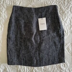 NWT Theory Women’s Sz. 00 Navy Multi Herring Melange Mini Skirt Linen Blend $225
